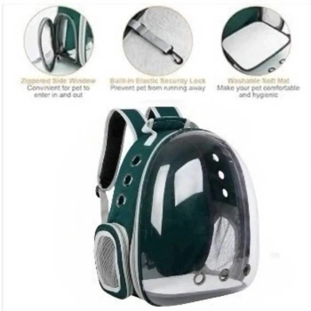 Green | New! Space Capsule Pet Carrier Backpack – For Small Cats & Dogs